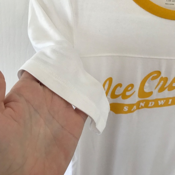 Old Navy white yellow amber Ice Cream Sandwich Tee Girls Size 10 / 12 Big Kids L - Picture 3 of 10